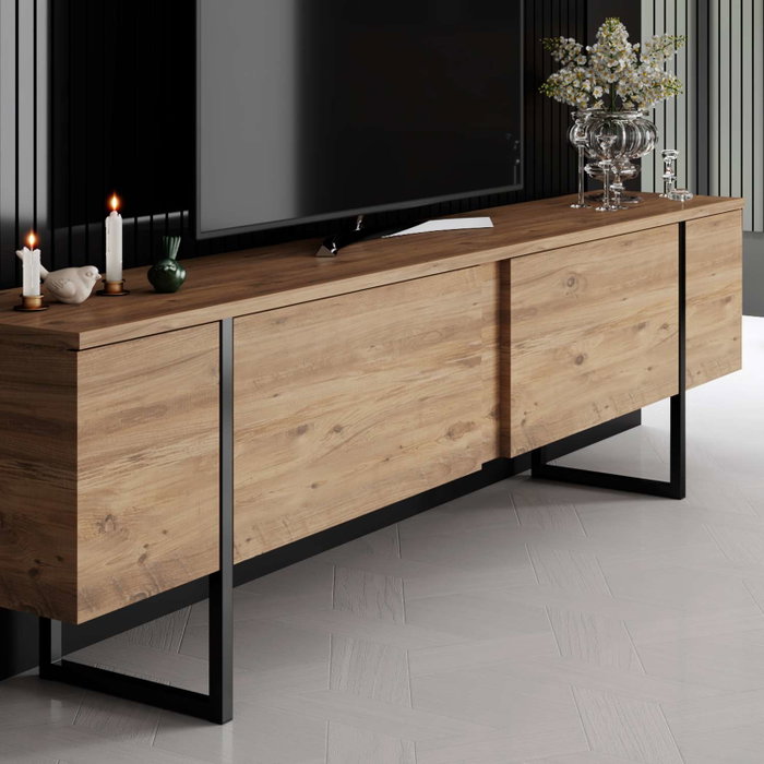 Hanah Home Soporte para TV Luxe - Pino Atlántico y Negro Hanah Home Soporte para TV Luxe - Pino Atlántico y Negro